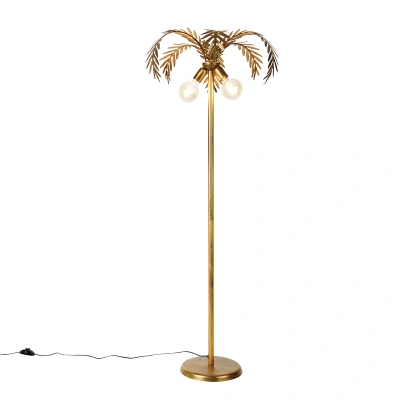 Vintage stojací lampa zlatá 2-světlo - Botanica