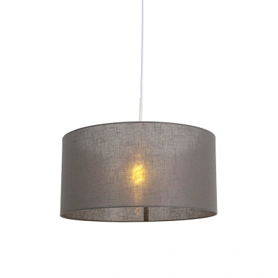 Venkovská závěsná lampa bílá se šedým odstínem 50 cm - Combi 1