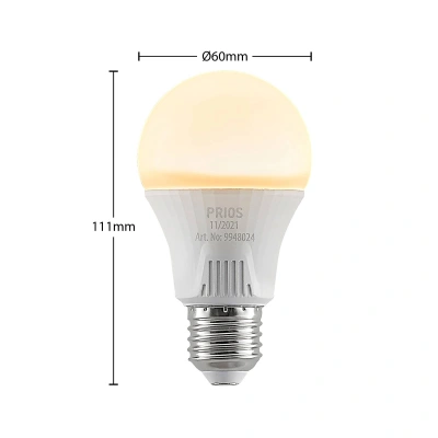 PRIOS LED žárovka E27 A60 11W bílá 3 000K sada 10 ks