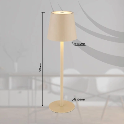Globo LED dobíjecí stolní lampa Vannie, písková barva Výška 36 cm, CCT