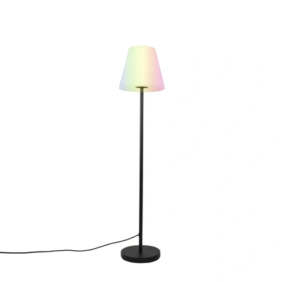 Smart vloerlamp zwart met witte kap 35 cm IP65 incl. LED - Virginia