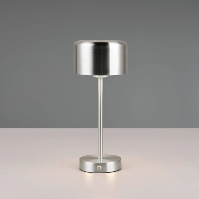 Reality Leuchten Nabíjecí stolní lampa Jeff LED, niklová barva, výška 30 cm, kov