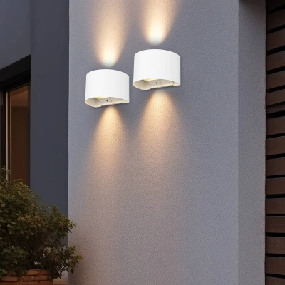 Reality Leuchten Nabíjecí venkovní nástěnná lampa LED Talent, bílá, šířka 16 cm, senzor