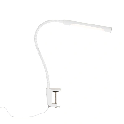 Upínací stolní lampa bílá včetně LED s dotykovým stmívačem - Lionard