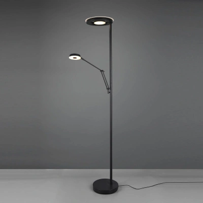 Trio Lighting LED stojací lampa Barrie se čtecím světlem černá