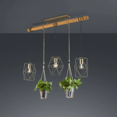 Trio Lighting Závěsné světlo Plant, 3 zdroje skleněná vložka