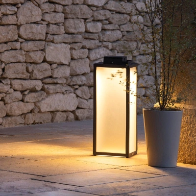 Les Jardins Solární lucerna LED Tradition, antracitová, výška 65 cm