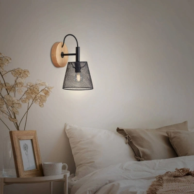 Briloner Wood & Style 2077 Nástěnná lampa s rozšířeným kovovým stínidlem