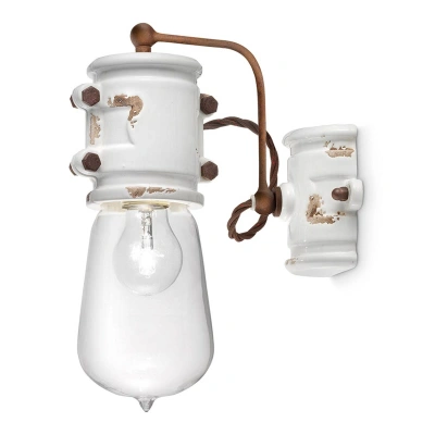 Ferroluce Bílá nástěnná lampa Nicolo ve vintage stylu