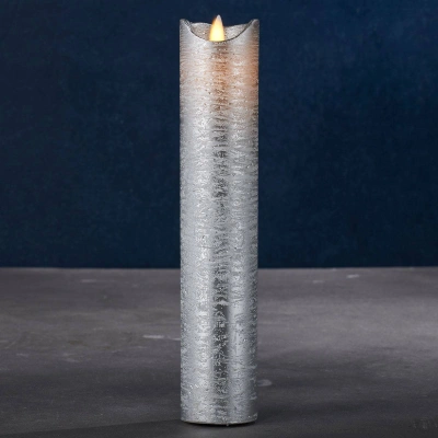 Sirius LED svíčka Sara Exclusive, stříbrná, Ø 5cm, výška 25cm