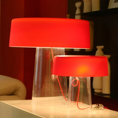 Prandina Stolní lampa Prandina Glam 36 cm čiré/červené stínidlo