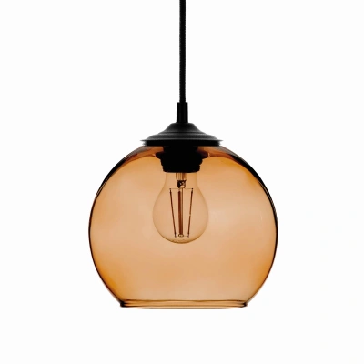 Solbika Lighting Závěsná lampa koule skleněné stínidlo jantarové Ø 20cm