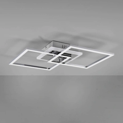 Reality Leuchten LED stropní světlo Venida, čtvercové, chrom