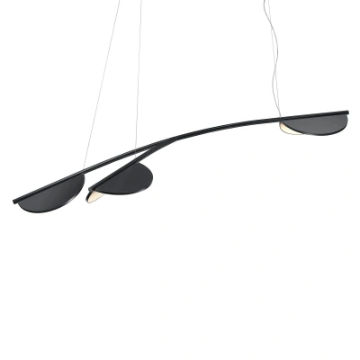 FLOS FLOS Almendra Organická závěsná lampa 3fl dlouhá černá