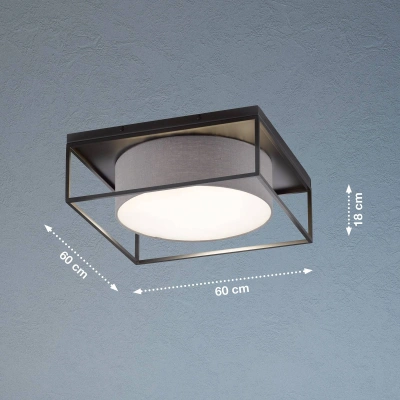 FISCHER & HONSEL Stropní svítidlo Carre 60x60cm látkové stínítko šedé