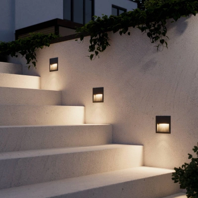 Lucande Lucande LED vestavné nástěnné svítidlo Loya, čtvercové, šedé, venkovní