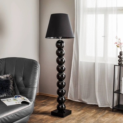 Argon Textilní stojací lampa Fulda skleněný dekor, černá