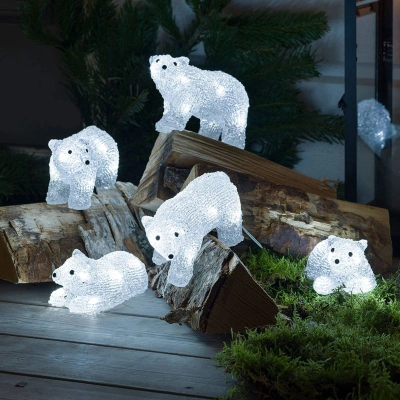 Konstsmide Christmas LED svítící figurky ledních medvědů pro venkovní použití, sada 5 kusů