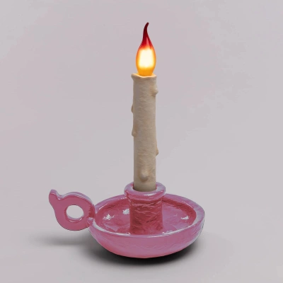 SELETTI LED deko stolní lampa Grimm Bugia svíčka růžová