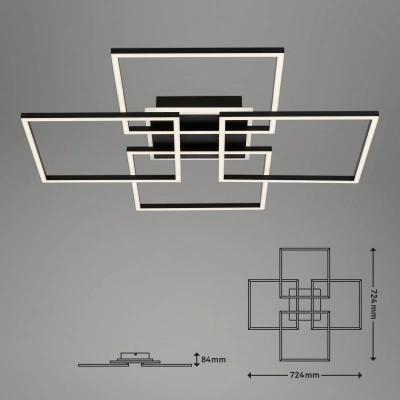 Briloner Stropní svítidlo LED Frame S, 72,4x72,4 cm, černé