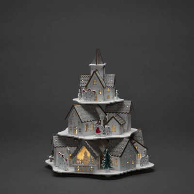 Konstsmide Christmas LED dekorativní světlo silueta dřevěné domky, bílá
