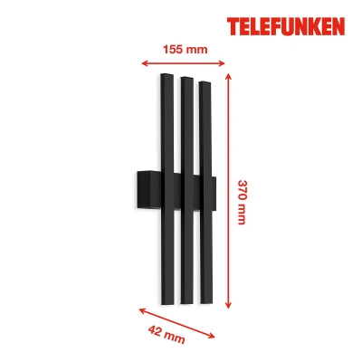 Telefunken LED venkovní nástěnné Graz nepřímé 3 zdroje černá