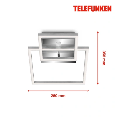 Telefunken LED stropní Frame, senzor, chrom/hliník 26x36cm