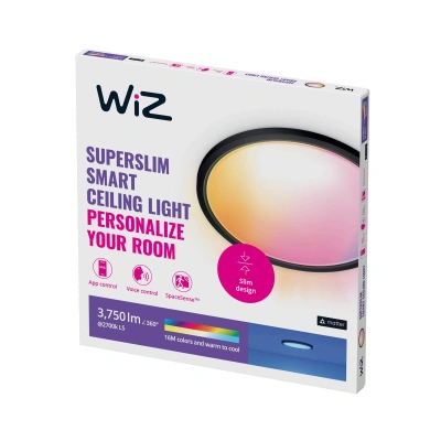 WiZ WiZ SuperSlim LED stropní světlo RGBW Ø54cm černé