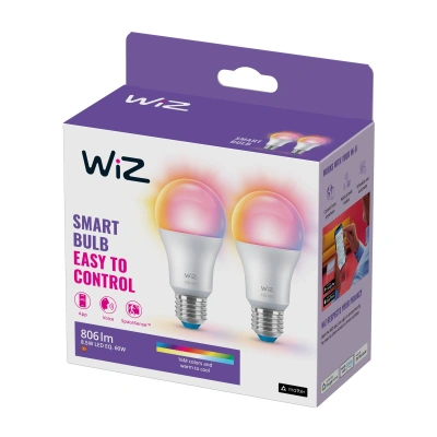 WiZ WiZ A60 LED lampa matná WiFi E27 8,5W RGBW sada 2 ks