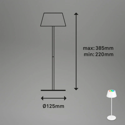 Briloner LED stolní lampa Kiki s dobíjecí baterií RGBW, bílá