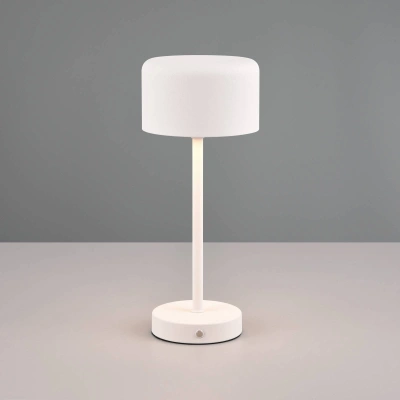 Reality Leuchten Nabíjecí stolní lampa Jeff LED, matně bílá, výška 30 cm, kovová