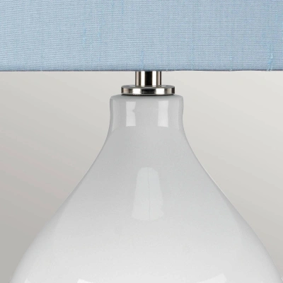Elstead Textilní stolní lampa Isla leštěný nikl/modrá