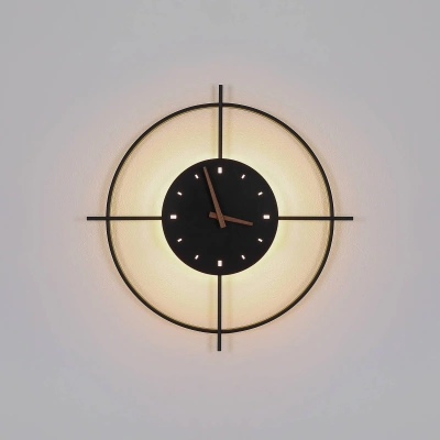 Globo LED nástěnné světlo Sussy s hodinami, černá, Ø50cm