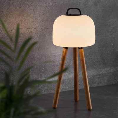 Nordlux LED stolní lampa Kettle Tripod dřevo, stínidlo 22cm