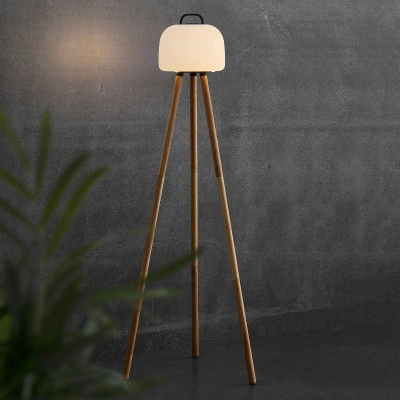 Nordlux LED stojací lampa Kettle Tripod dřevo, stínidlo 22cm