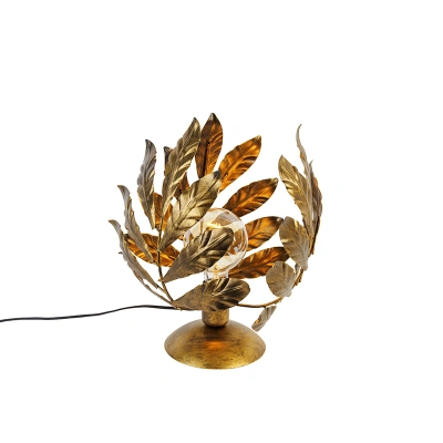 Vintage stolní lampa starožitná zlatá 30 cm - Linden