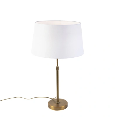 Bronzová stolní lampa s lněným odstínem bílá 35cm - Parte